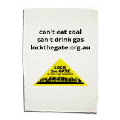 Can't eat coal and Lock the Gate triangle Tea Towl